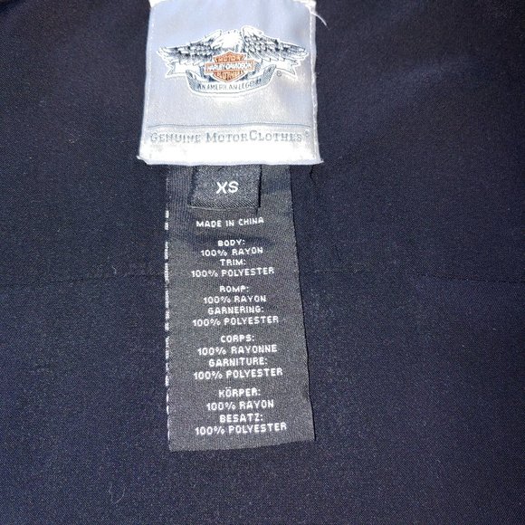 Harley Davidson Button Up Blouse Long Sleeve Size XS Black - Picture 7 of 9